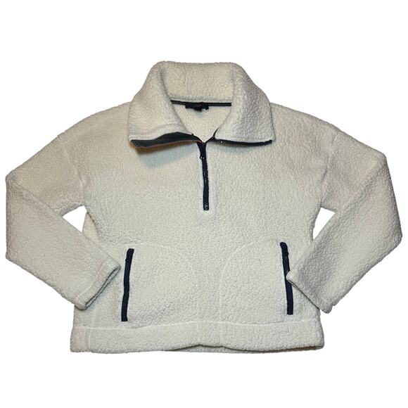 J Crew Women's Sherpa Fleece Half-Zip Pullover Jacket Size XXS Teddy Ivory - Picture 2 of 7